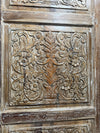 Antique Carved Door Distressed White Sliding or Hinged Barn Door 80x36