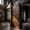 Antique Carved Door – 3 Panel Barn Door with Floral Design Sliding Door 80x36