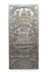 Moonlight Carved Buddha Door Panel Seated Buddha on Lotus Wood Wall Art Meditation 83x36