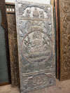 Moonlight Carved Buddha Door Panel Seated Buddha on Lotus Wood Wall Art Meditation 83x36