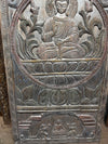Moonlight Carved Buddha Door Panel Seated Buddha on Lotus Wood Wall Art Meditation 83x36