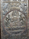 Moonlight Carved Buddha Door Panel Seated Buddha on Lotus Wood Wall Art Meditation 83x36