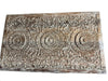 Vintage Carved Wall Panel Whitewash Three Lotus Headboard – Reclaimed Wood Wall Art