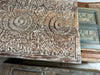 Vintage Carved Wall Panel Whitewash Three Lotus Headboard – Reclaimed Wood Wall Art