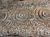 Vintage Carved Wall Panel Whitewash Three Lotus Headboard – Reclaimed Wood Wall Art