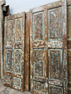 Antique Carved Closet Door Blue Floral Hinged or Sliding Barn Door Panel 80