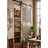 Antique Carved Blue Floral Closet Door Rustic Sliding Barn Door Wall Panel