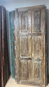 Antique Carved Closet Door Blue Floral Hinged or Sliding Barn Door Panel