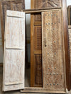 Antique Indian Hand-Carved Double Doors | Rustic Farmhouse Architectural Salvage