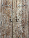 Antique Indian Hand-Carved Double Doors | Rustic Farmhouse Architectural Salvage