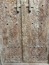 Antique Indian Hand-Carved Double Doors | Rustic Farmhouse Architectural Salvage