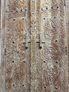 Antique Indian Hand-Carved Double Doors | Rustic Farmhouse Architectural Salvage