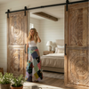 Vintage Modern Carved Double-Sided Entry Doors Statement Decor 96x36