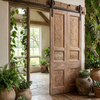 Antique French Doors Floral Carved Wood Hinged or Sliding Double Doors