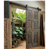 Antique Carved Wood Double Doors | Vintage Hinged or Sliding Barn Door | Reclaimed Pantry Door 