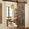 Antique Carved Blue Patina Barn Door 