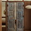 Antique Carved Blue Patina Barn Door