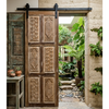 Antique Floral Carved Single Wooden Door Reclaimed Barn Door Hinged or Sliding Door 80