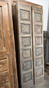 Pair of Antique-Style Hand-Carved Wooden Door Panels Floral Barn Doors 80x29