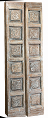 Pair of Antique Hand-Carved Wooden Door Panels Floral Barn Doors 80x29