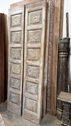 Pair of Antique-Style Hand-Carved Wooden Door Panels Floral Barn Doors 80x29