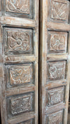 Pair of Antique-Style Hand-Carved Wooden Door Panels Floral Barn Doors 80x29