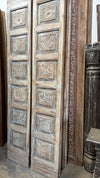 Pair of Antique-Style Hand-Carved Wooden Door Panels Floral Barn Doors 80x29
