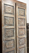 Pair of Antique-Style Hand-Carved Wooden Door Panels Floral Barn Doors 80x29