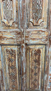 Vintage Carved Wood Single Doors Rustic Blue Farmhouse Barn Doors 80x32