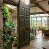 Natural Carved Wood Floral Barn Door – Statement Farmhouse Pantry Doors