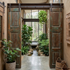Hand-Carved Reclaimed Wood Double Doors | Vintage Sliding Barn Door | Farmhouse Pantry & Closet | 80x32