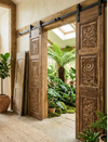 Antique Carved Wooden Door Panel | Floral Barn Door