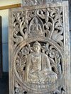 Antique Carved Solid Wood Buddha Wall Panel Meditating Buddha Spiritual Wall Art 72x35