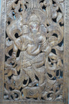 Hand-Carved Dancing Ganesha Panel Intricately Detailed Hindu Deity Wall Art 72x35