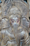 Hand-Carved Dancing Ganesha Panel Intricately Detailed Hindu Deity Wall Art 72x35