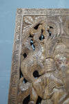Hand-Carved Dancing Ganesha Panel Intricately Detailed Hindu Deity Wall Art 72x35