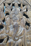 Hand-Carved Wooden Standing Ganesha Panel – Temple Style Deity Wall Art 72x35