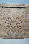 Hand Carved Wooden Konark Chariot Wheel Panel Sun Temple Wall Art  Headboard