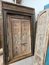 Antique Indian Door with Hand-Carved Frame