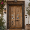 Antique Indian Door with Hand-Carved Frame