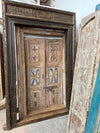 Antique Indian Door with Hand-Carved Frame