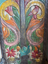 Hand-Painted Carved Door Panel Lotus Tree of Life with Cranes & Elephants 84x36