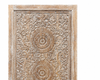 Hand-Carved Mandala Door Whitewashed Lotus Double Side Carved Door 84x41x.5