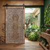 Whitewashed Lotus Double Side Carved Door