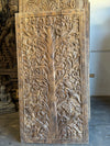 Hand Carved Wood Door Panel Tree of Life with Birds & Sunflower Natural Wood 84x36