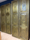 Antique Brass Clad Panel Doors Hand Hammered Three Panel Floral Doors