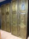 Antique Brass Clad Panel Doors Hand Hammered Three Panel Floral Doors