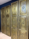 Antique Brass Clad Panel Doors Hand Hammered Three Panel Floral Doors