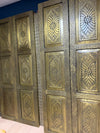 Antique Brass Clad Panel Doors Hand Hammered Three Panel Floral Doors
