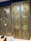 Antique Brass Clad Panel Doors Hand Hammered Three Panel Floral Doors